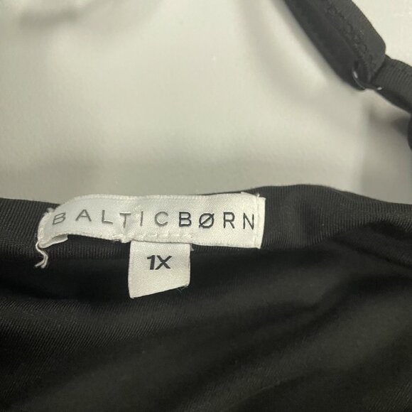 Baltic Born Womens Asymmetric Sheath Maxi Dress Spaghetti Straps Black Sz Large - Picture 8 of 9